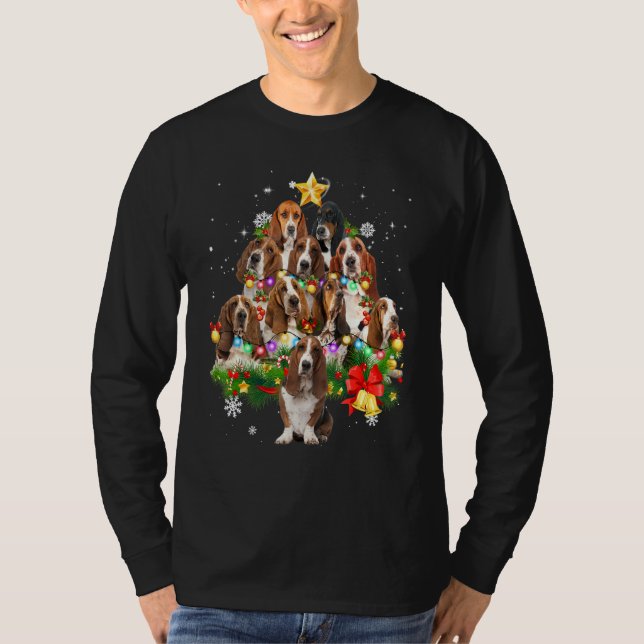 T-shirt Basset Hound Jeu de Noël Chien Feu de pyjama feux (Devant)
