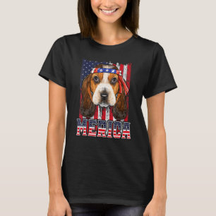 T-shirt Basset Hound Merica 4 juillet Chien drapeau patrio