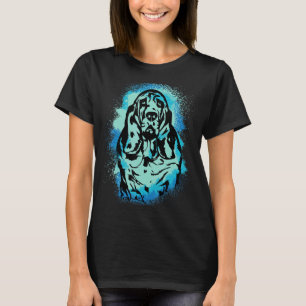 T-shirt Basset Hound Peinture Bleu Design Chien Maman Papa