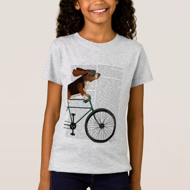 T-Shirt Basset Hound sur vélo (Devant)