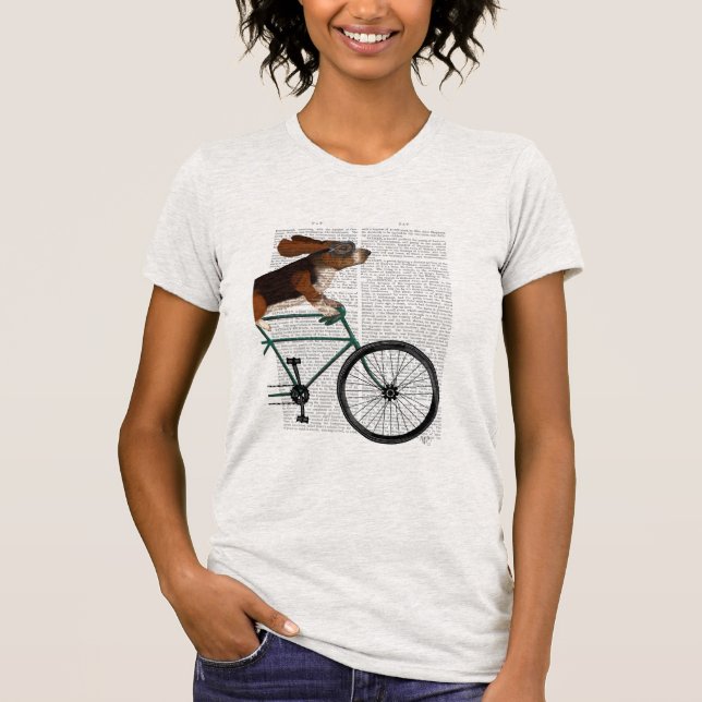 T-shirt Basset Hound sur vélo (Devant)
