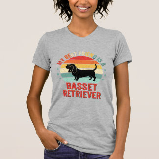 T-shirt Basset Retriever Rétro Coucher de soleil Chien