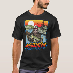 T-shirt Bassquatch! Drôle de pêche à la basse Sasquatch Ré