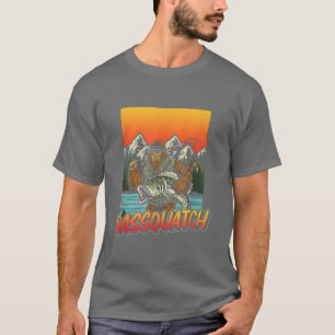 T-shirt Bassquatch Funny Bass Fishing Sasquatch Retro 80s 
