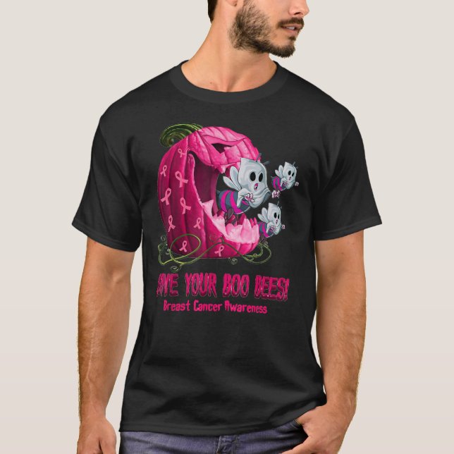 T-shirt Bast Cancer Awareness Boos Pumkin Save Your Boo (Devant)