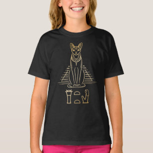 T-shirt Bastet avec le nom en hiéroglyphes et Égypte Pyram