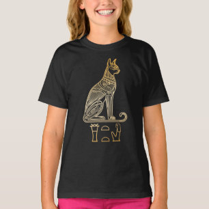 T-shirt Bastet, déesse féline égyptienne. Nom en hiéroglyp