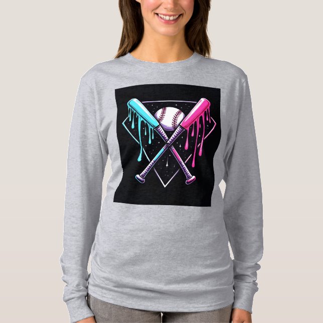 T-shirt Bat de baseball en goutte - Neon Splash Home Plate (Devant)
