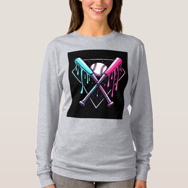 T-shirt Bat de baseball en goutte - Neon Splash Home Plate (Devant)
