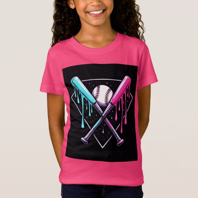 T-Shirt Bat de baseball en goutte - Neon Splash Home Plate (Devant)