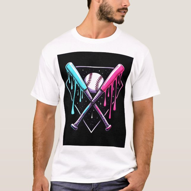 T-shirt Bat de baseball en goutte - Neon Splash Home Plate (Devant)