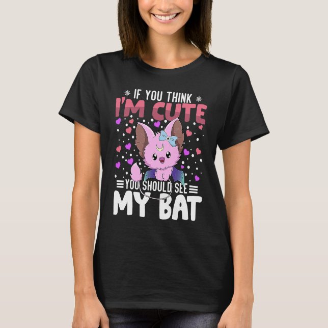 T-shirt Bat Heart Valentine's Day Animal For Womens Kids (Devant)