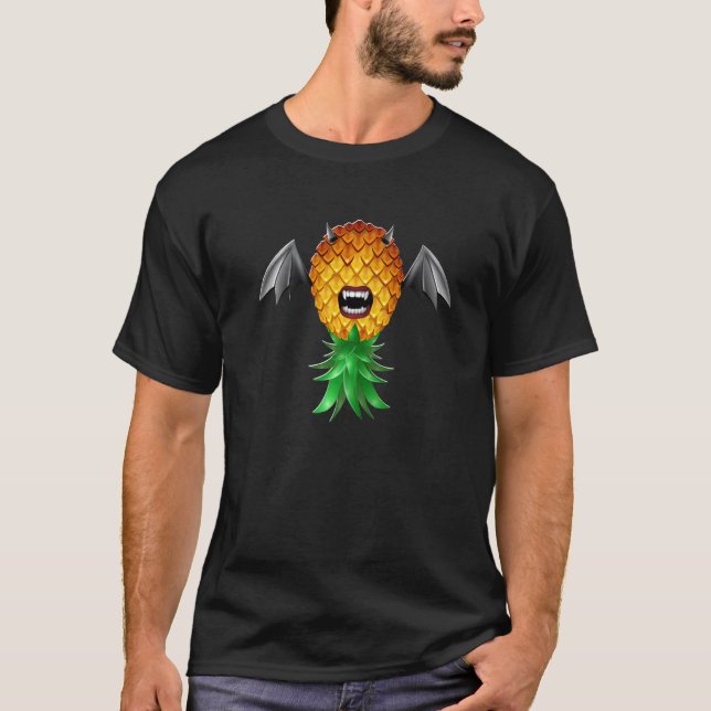 T-shirt Bat Wings Vampire Bite Swinger Upside Down Pineapp (Devant)