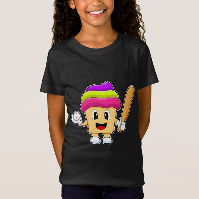 T-Shirt Bataille de baseball Cupcake (Devant)