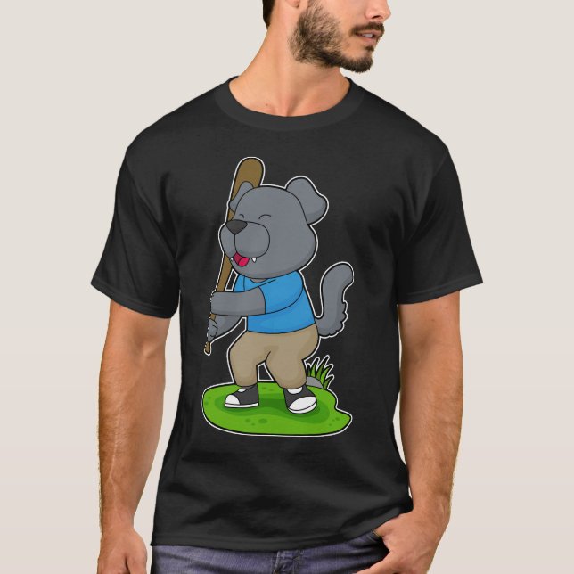 T-shirt Bataille de baseball de chien (Devant)