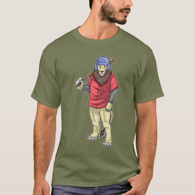 T-shirt Bataille de baseball de lion (Devant)