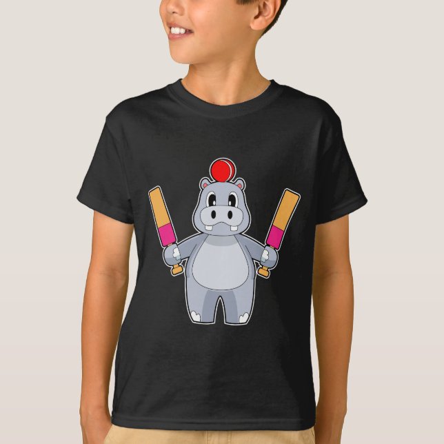 T-shirt Bataille de cricket hippo (Devant)