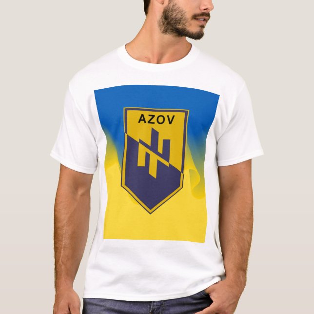 T-shirt Bataillon AZOV bleu jaune (Devant)