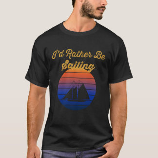 T-shirt Bateau à voile silhouette Coucher de soleil J'aime