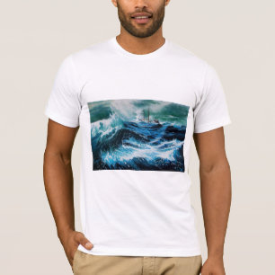 T-shirt Bateau dans la mer dans la tempête