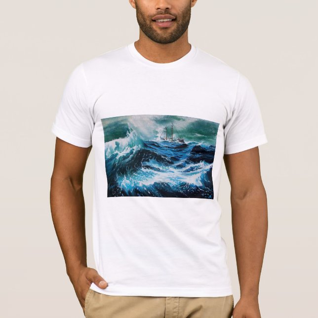 T-shirt Bateau dans la mer dans la tempête (Devant)