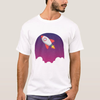 T-shirt Bateau de fusée volant jusqu'aux étoiles Mens
