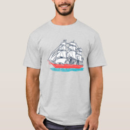 T-shirt Bateau de navigation vintage de mât du style trois