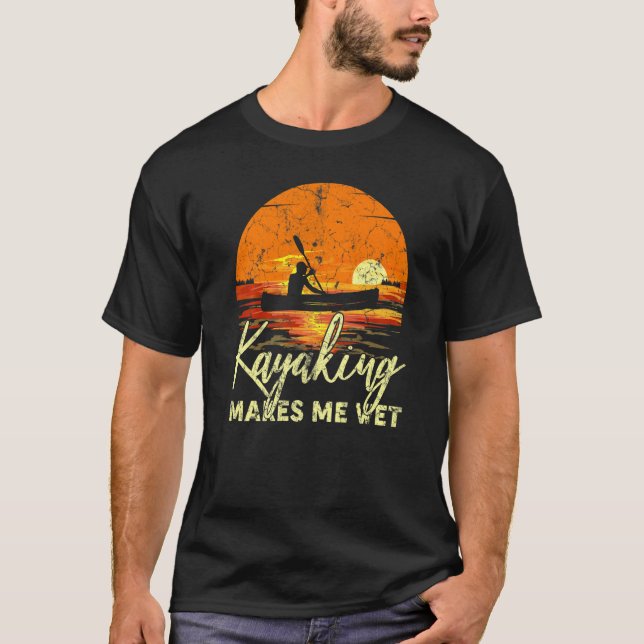 T-shirt Bateau Lac Retro Sunset Kayaking Me Rend Humide (Devant)