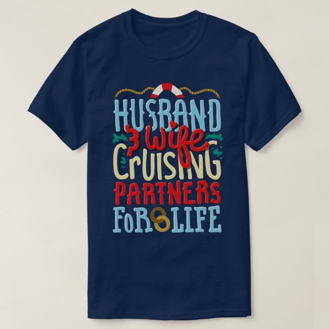 T-shirt Bateau Partenaires De Croisière Pour Mari De Vie E (Design devant)