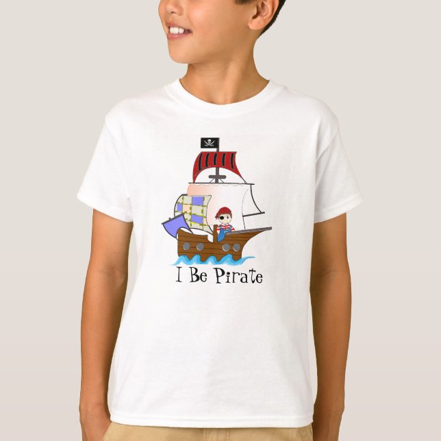 T-shirt bateau pirate pour enfants (Devant)