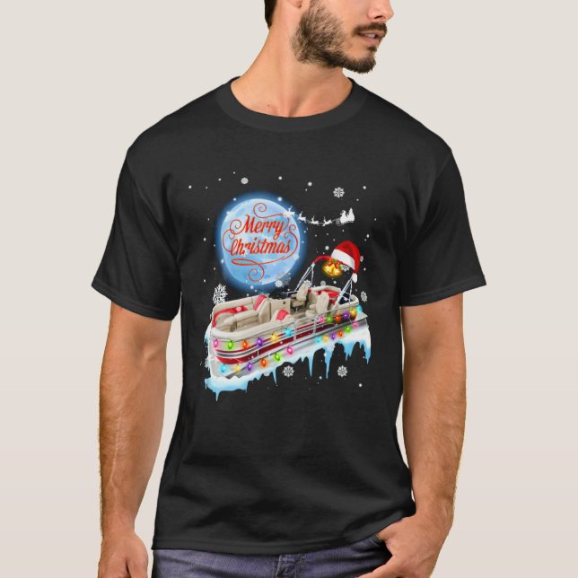 T-shirt Bateau Pontoon de Noël - Joyeux Noël (Devant)
