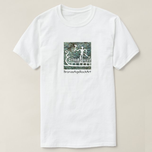 T-shirt Bateau scandinave d'art de roche d'âge du bronze (Design devant)