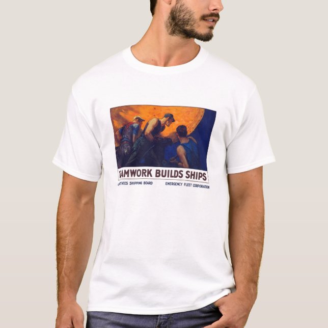 T-shirt Bateaux de constructions de travail d'équipe -- (Devant)