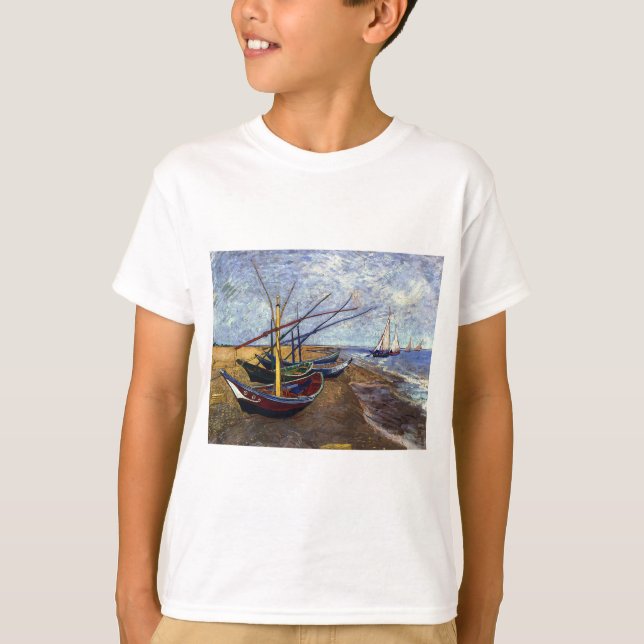 T-shirt Bateaux de pêche sur la plage (Devant)