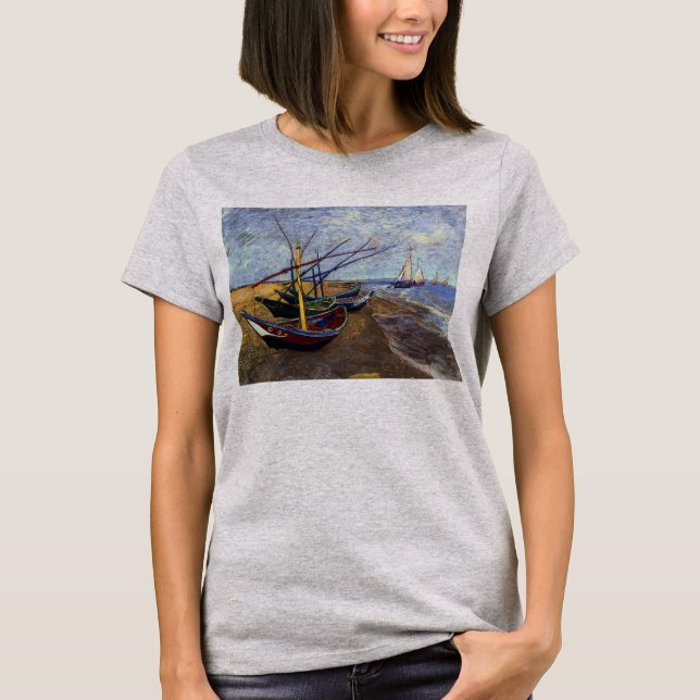 T-shirt Bateaux de pêche sur la plage par Van Gogh (Devant)