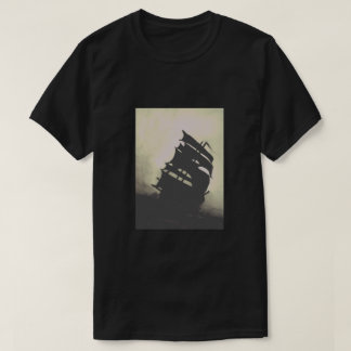 T-shirt Bateaux peints à la main de tempête de perle noire