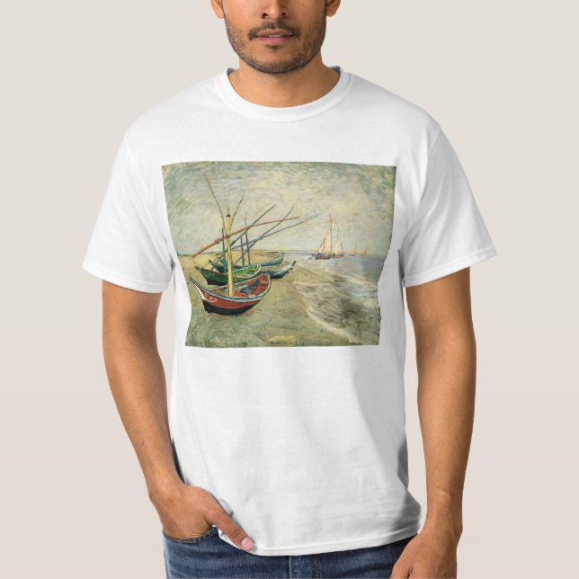 T-shirt Bateaux sur la plage de Saintes-Maries (Devant)