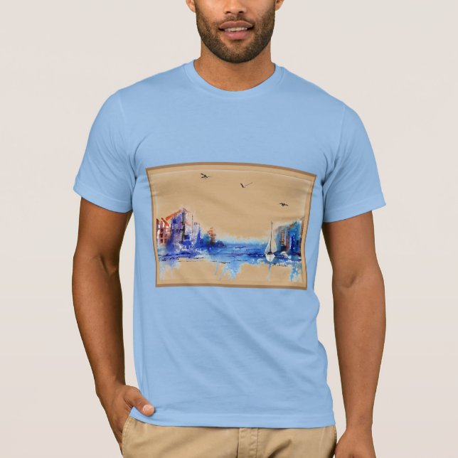 T-shirt Bateaux Watercolor Bateaux à voile (Devant)