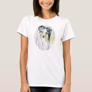 T-shirt Bath bleu de Merle Sheltie