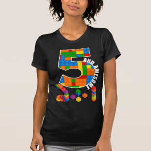 T-shirt Bâtiment Blocs Briques 5 ans Awesome Anniversaire