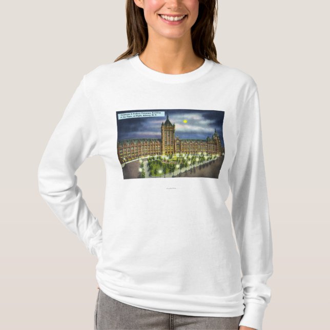 T-shirt Bâtiment du Delaware et du Hudson Cie. la nuit (Devant)