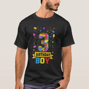 T-shirt Bâtiment vieux de 3 ans Blocs 3e Anniversaire Boy
