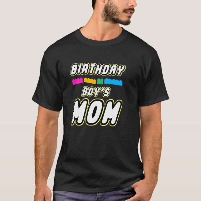 T-shirt Bâtir Maître Bloc Maman De Birthday Boy Everythi (Devant)