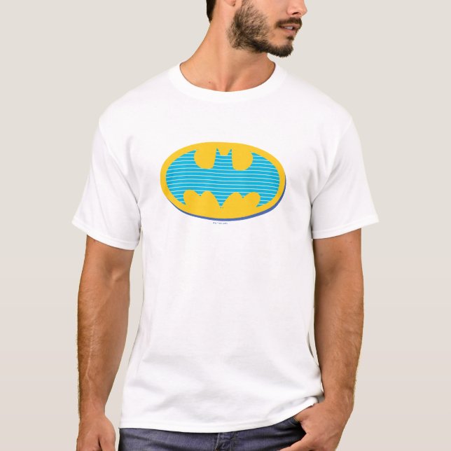 T-shirt Batman | Symbole Cyan Stripes (Devant)