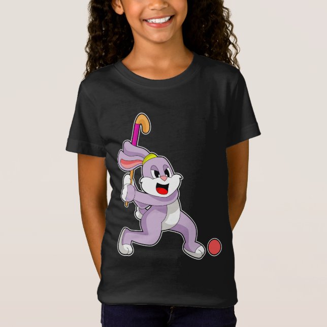 T-Shirt bâton de hockey de hockey de lapin (Devant)