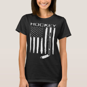 T-shirt Bâton de hockey sur glace en détresse Drapeau amér