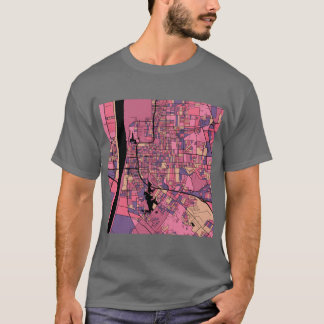 T-shirt Baton Rouge Map Motif en rose violet surdimensionn