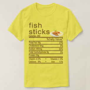 T-shirt bâtonnets de poisson étiquette de la valeur nutrit