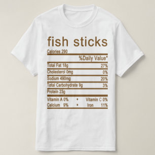 T-shirt bâtonnets de poisson étiquette de la valeur nutrit