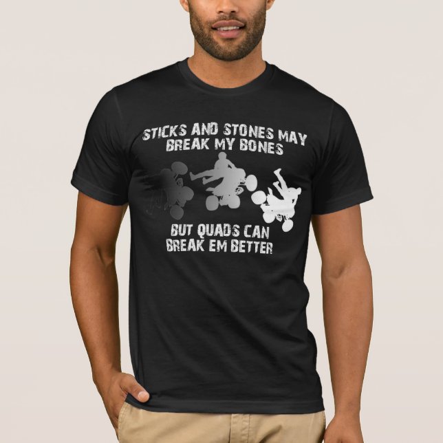 T-shirt Bâtons et quadruple ATV FunnyShirt de pierres (Devant)